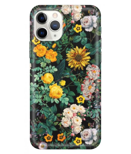 Husa iPhone 15 Pro, Silicon Premium, FLOWERS - YELLOW